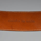 Brown Leather Belt with Double Gold Buckles