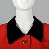 1980s Valentino Boutique Red Dress with Black Trim