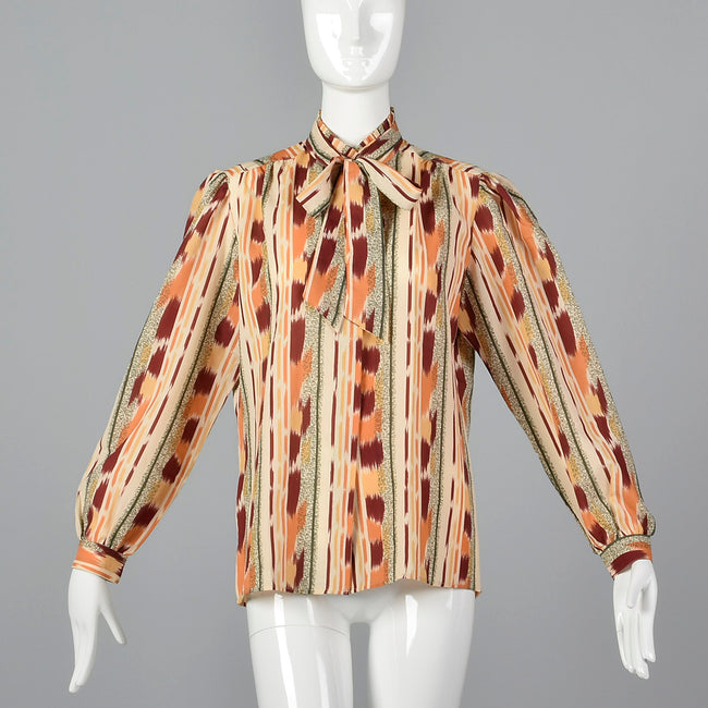 1970s Ruggeri Print Blouse with Bow