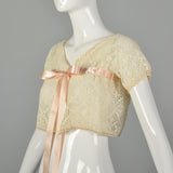 XS 1930s Crochet Bolero Lingerie Boudoir Sexy Bed Jacket