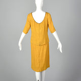 1960s Yellow Silk Dress with Beads