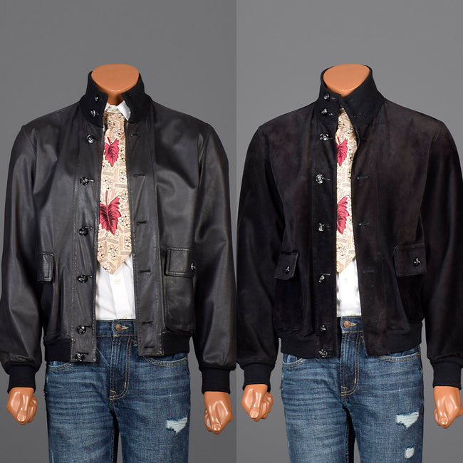 Medium Battaglia 1980s Reversible Black Leather Jacket