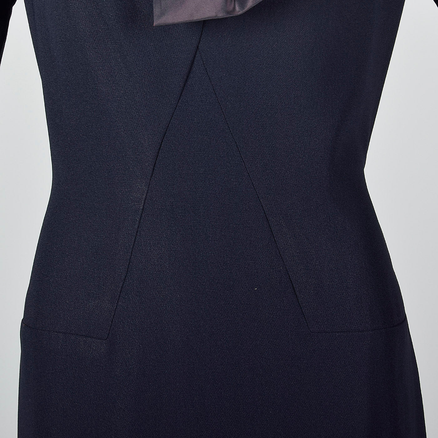 1950s Navy Blue Dress with Bow Detail