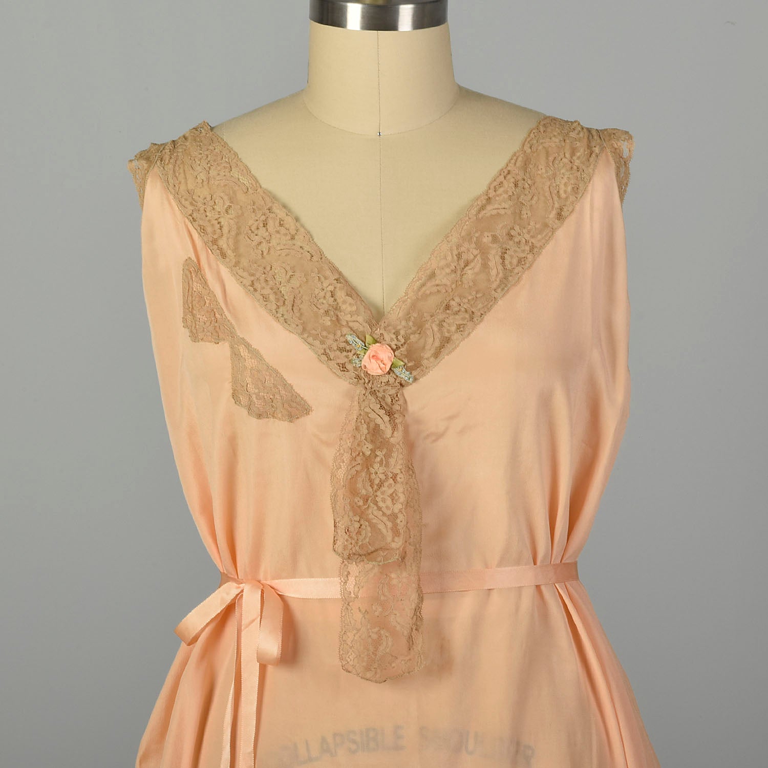 3XL 1920s Nightgown Boudoir Lingerie Peach Volup Sleeveless