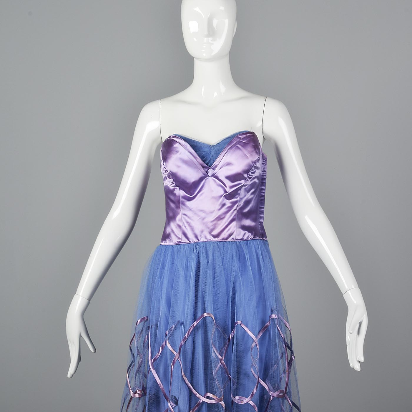 1940s Purple and Blue Tulle Party Dress