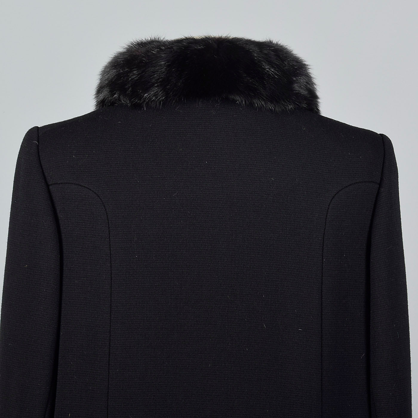 1960s Black Double Breasted Coat with Mink Collar