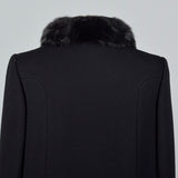 1960s Black Double Breasted Coat with Mink Collar