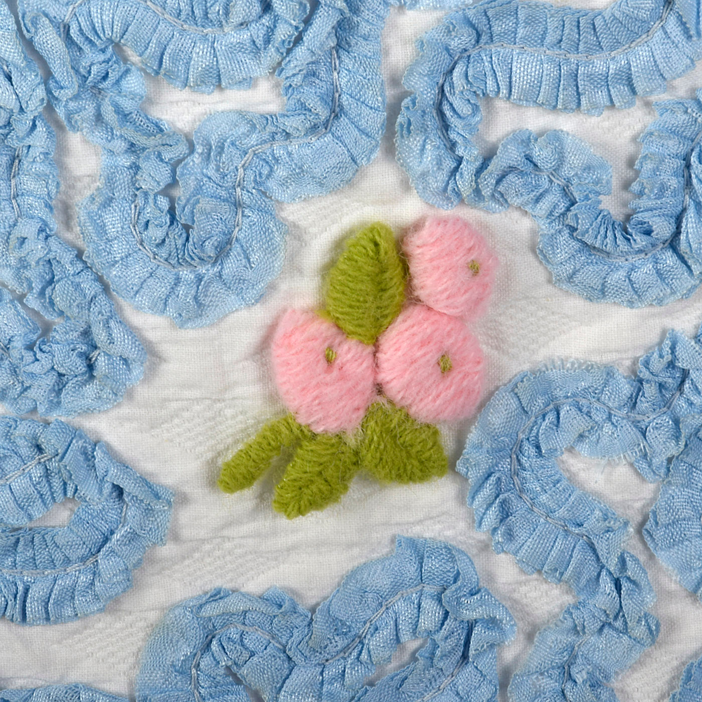 1950s Textured Cotton Dress with Soutache Trim