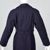 1960s Navy Blue Wool Trench Coat