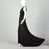 Medium Eleni Elias Black Formal Evening Gown Sleeveless Dress with Train