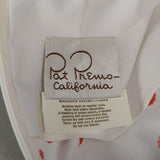 XL 1960s Pat Premo Dress White with Orange Embroidery and Bow