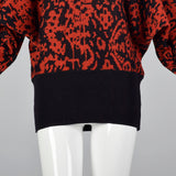 1980s Jaeger Oversized Abstract Sweater in Red & Black
