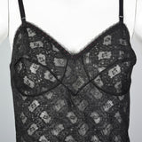 1950s Black Full Slip with Shaped Cups and Lace Bodice