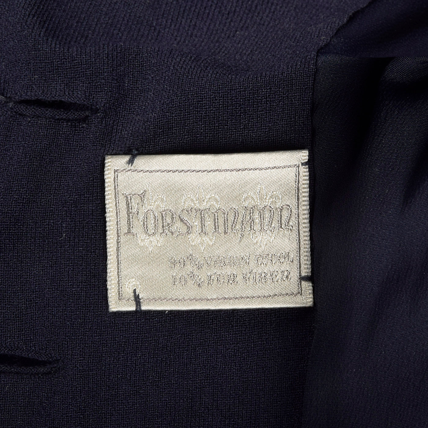 1950s Navy Blue Wool Jacket with Asymmetric Bow at Hem