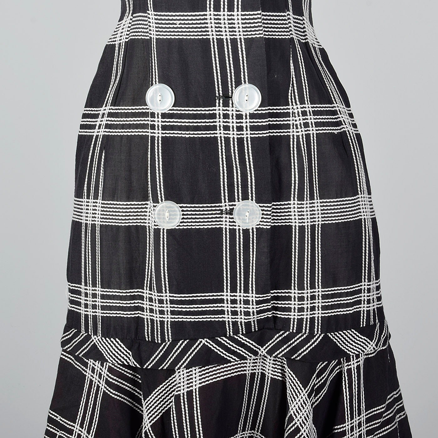 1950s Black and White Dress with Mermaid Hem