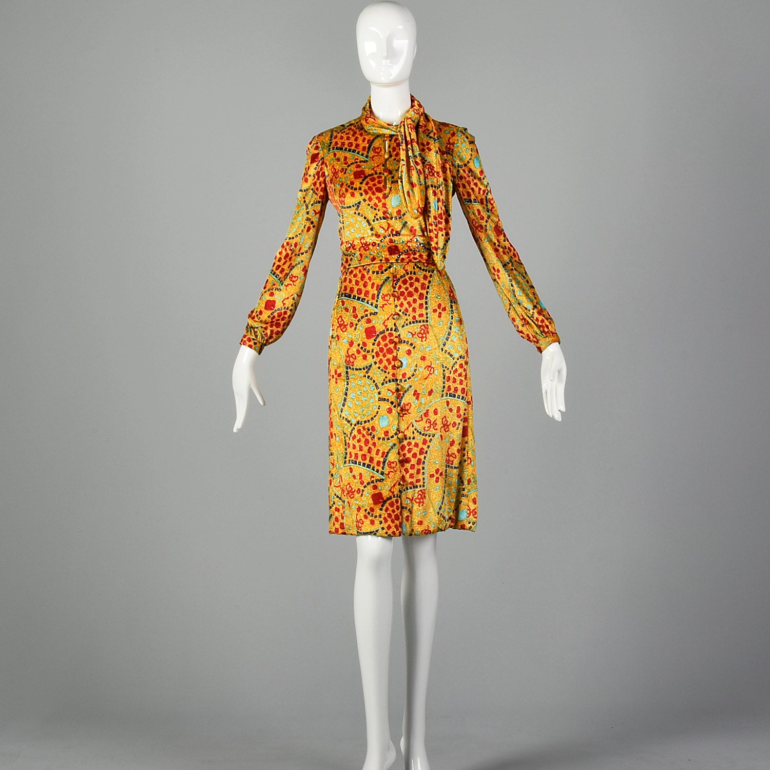 Small 1960s Gino Charles Malcolm Starr Psychedelic Velvet Dress