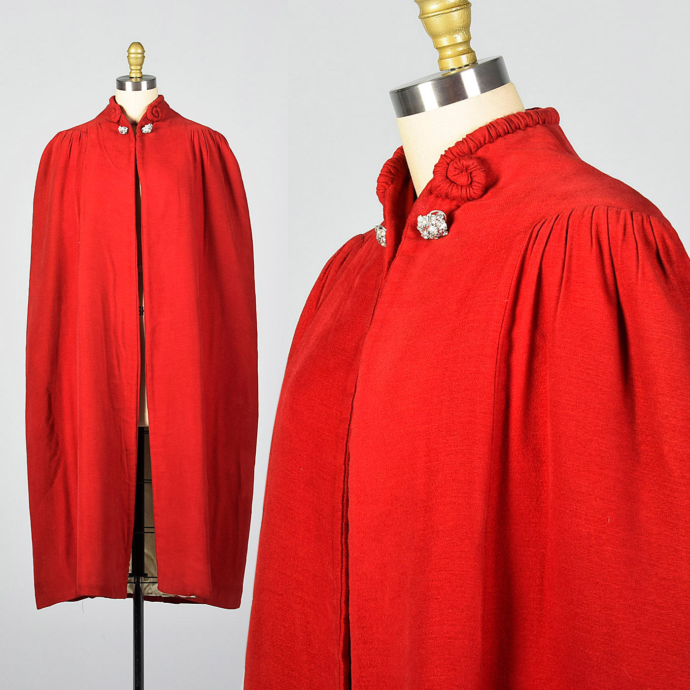 1940s Red Cape with Cocoon Shape