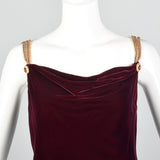 Small Anne Klein Late 1970s / Early 1980s Burgundy Velvet Dress