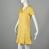 Medium Christian Dior 1960s Yellow Brocade Dress