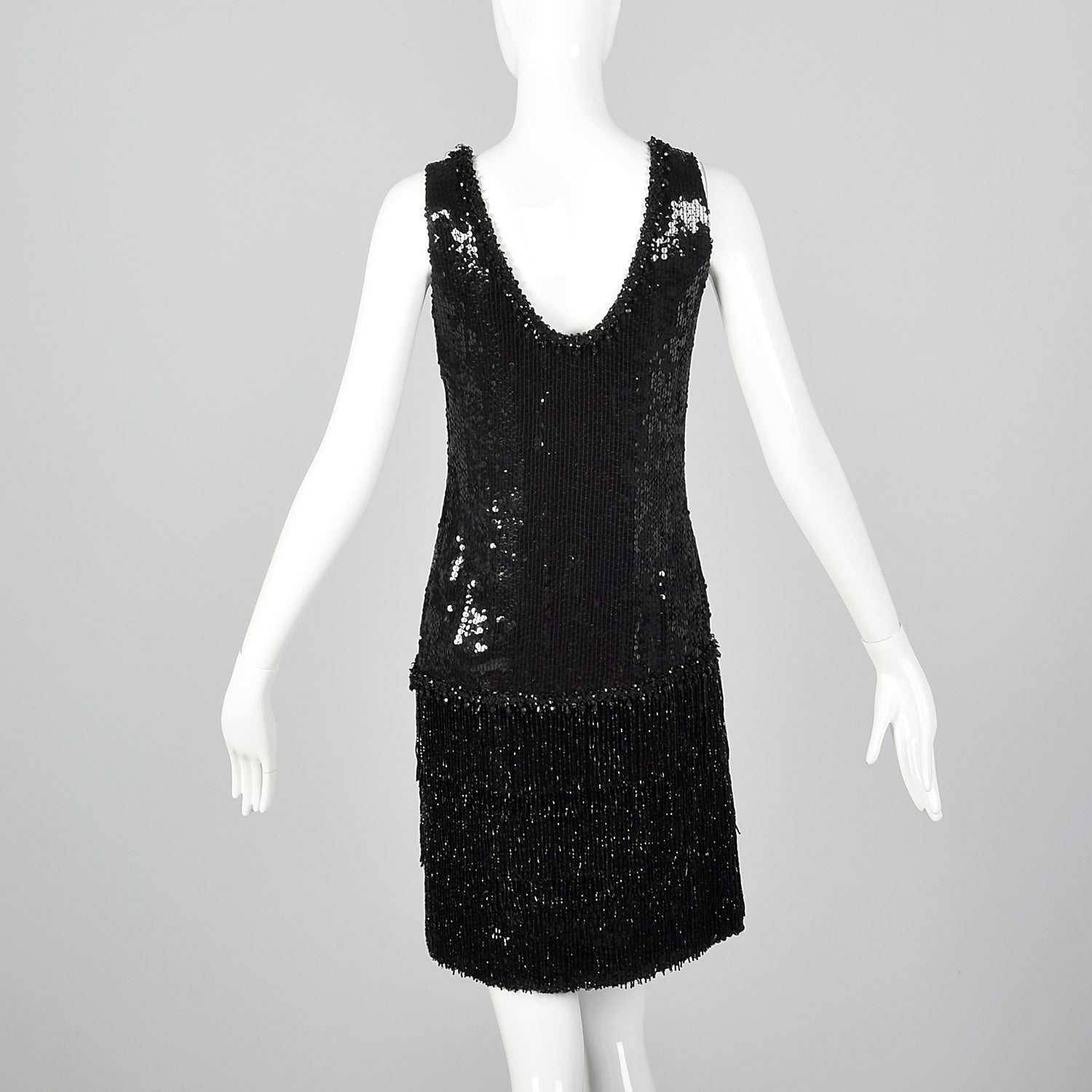 Small 1980s Black Sequin Shift Dress