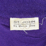 1980s St John Purple Knit Dress with Shoulder Pads and Gold Button Front