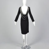 1970s Bob Mackie Little Black Dress with Dramatic Draped Back