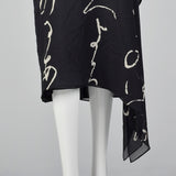 1980s Hanae Mori Black Silk Dress