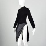 1960s Space Age Mod Black Velvet Mini Dress Attributed to Pierre Cardin