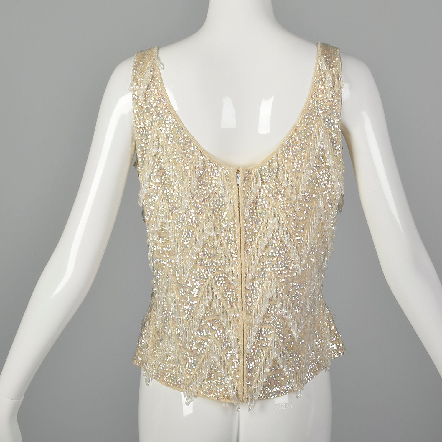 Large 1960s Sleeveless Beaded Sweater Blouse