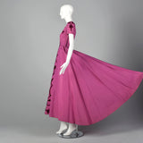 1940s Pink Taffeta Gown with Velvet Applique