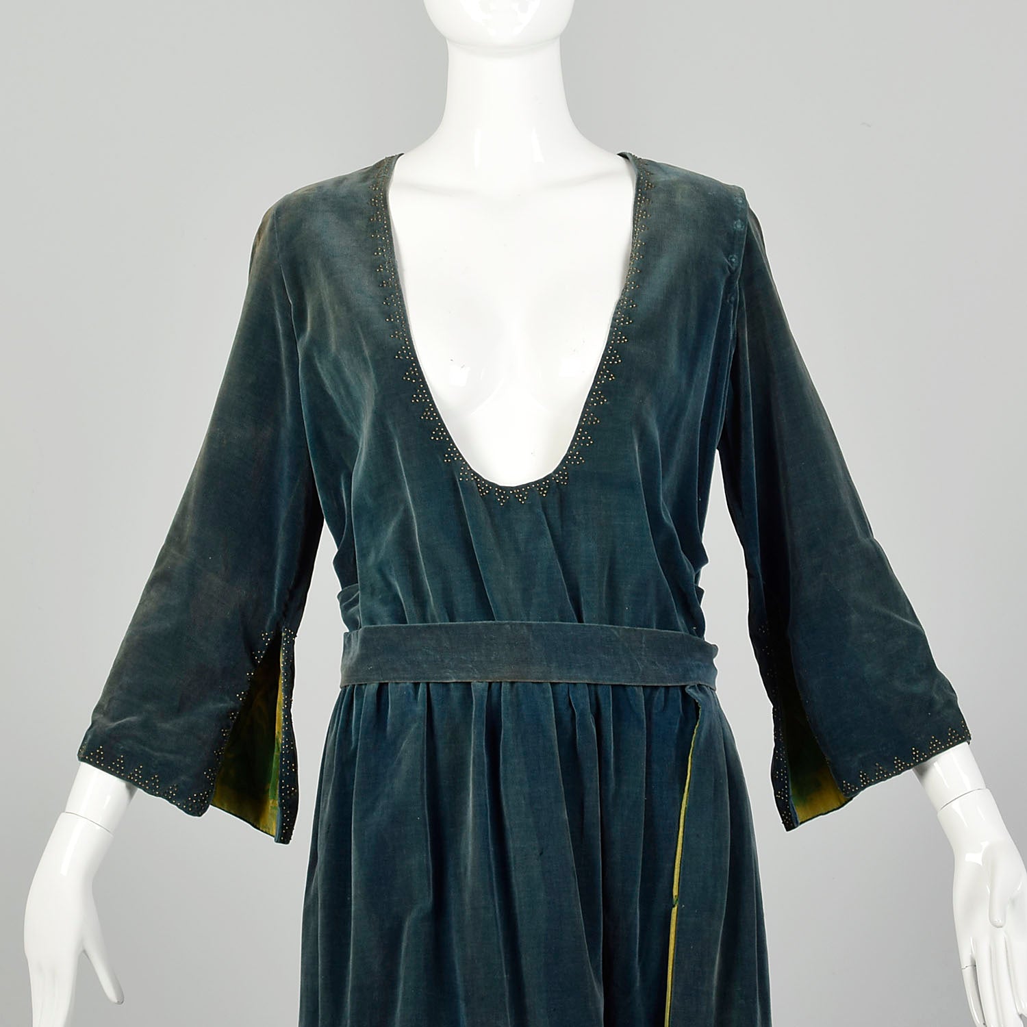 Medium 1910s Dress Velvet Edwardian Beaded Silk
