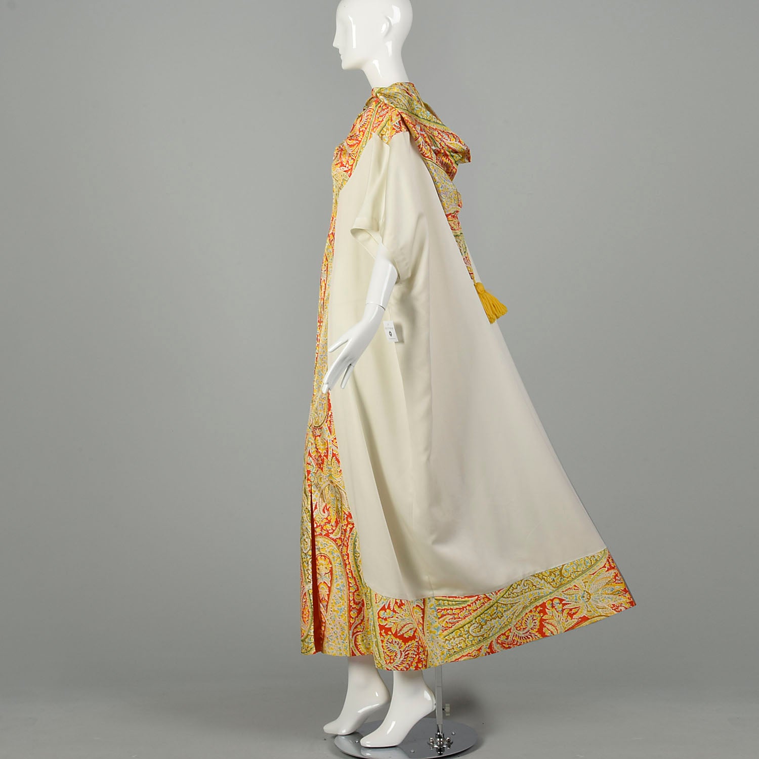 1970s Hooded Boho Kaftan Loose Flowy Ethnic Maxi Dress