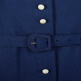 XXL 1950s Navy Blue Cotton Dress Rayon Deadstock Short Sleeve Volup