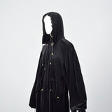 1990s Sonia Rykiel Loose Black Velvet Hooded Coat