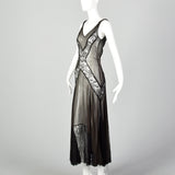 XS 1930s Sheer Black Silk and Lace Dress and Jacket