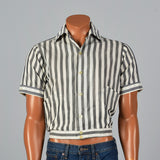 1950s Grey and White Striped Cropped Shirt