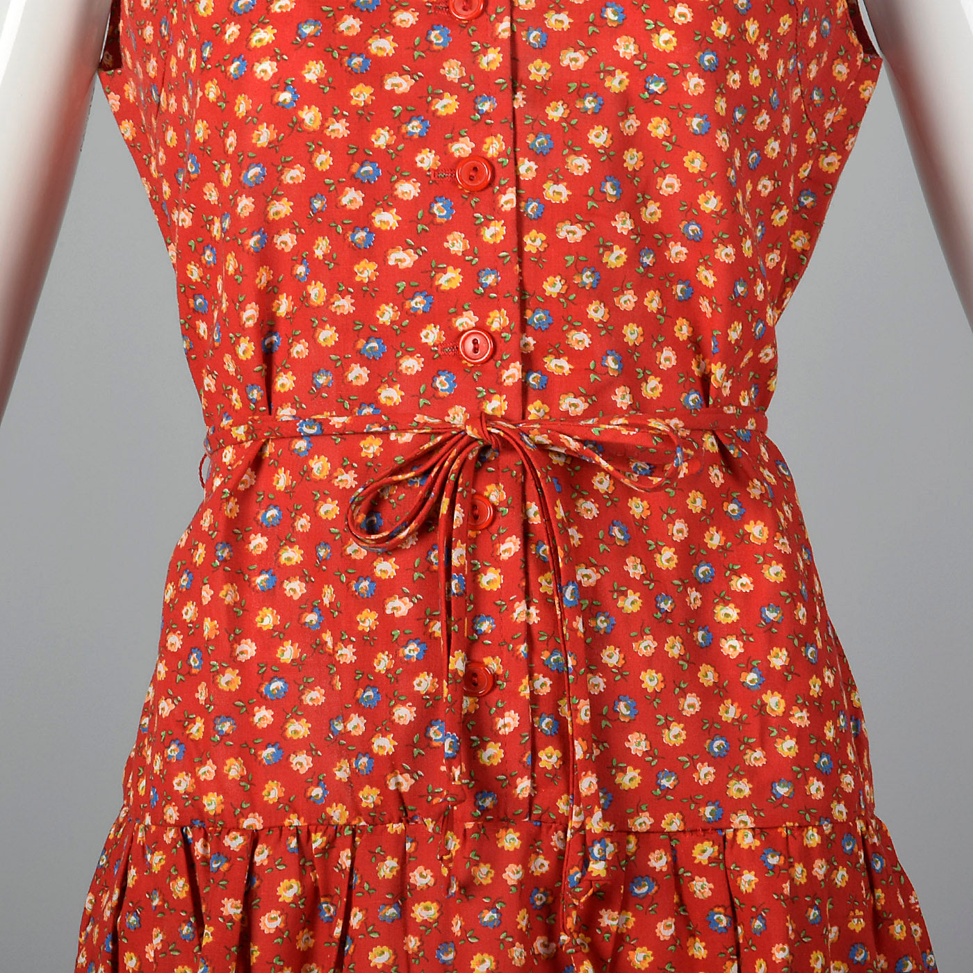 1960s Red Calico Sundress