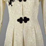 1950s White Brocade Robe with Embroidered Dragon