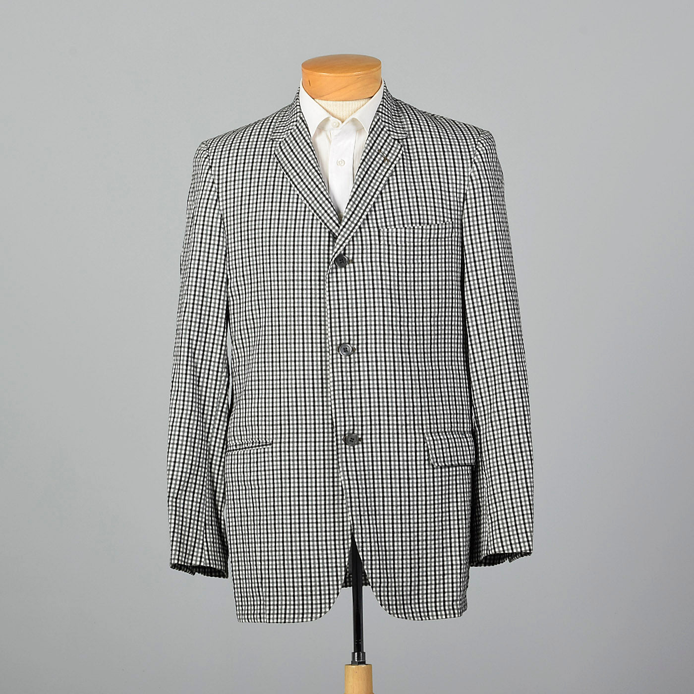 1950s Black and White Gingham Seersucker Jacket
