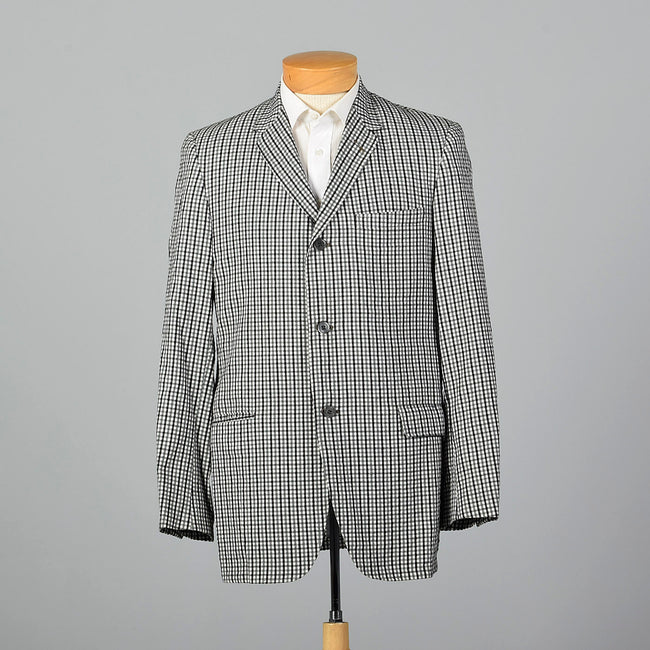 1950s Black and White Gingham Seersucker Jacket
