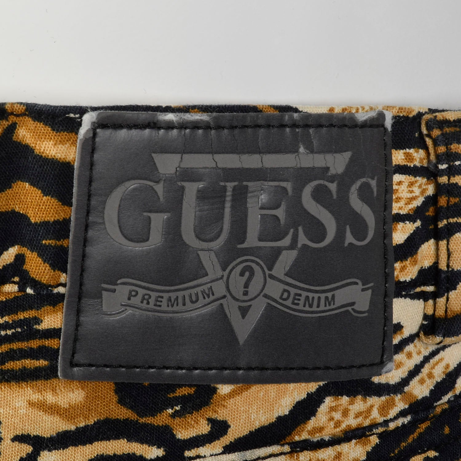 Small Guess Jeans Tiger Stripe Pants Mid Rise Cotton Animal Print