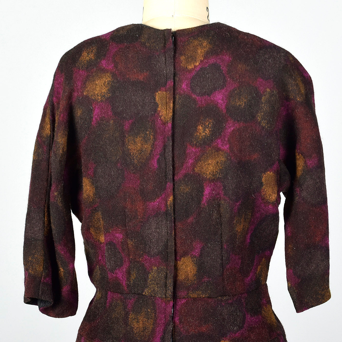 1950s Abstract Purple Print Dress