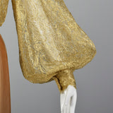 1970s Gold Maxi Dress with Bishop Sleeves