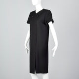 1990s Valentino Black Wool Sack Dress with a Pleated Back