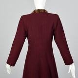 1940s Burgundy Wool Coat with Fur Trim