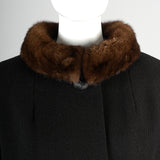 1960s Black Coat with Brown Mink Collar