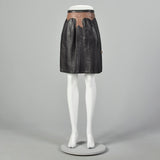 XXS 1990s Black Leather A-Line Skirt