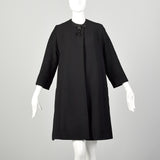 Small 1950s Swing Coat Elegant Winter Black Beaded Outerwear