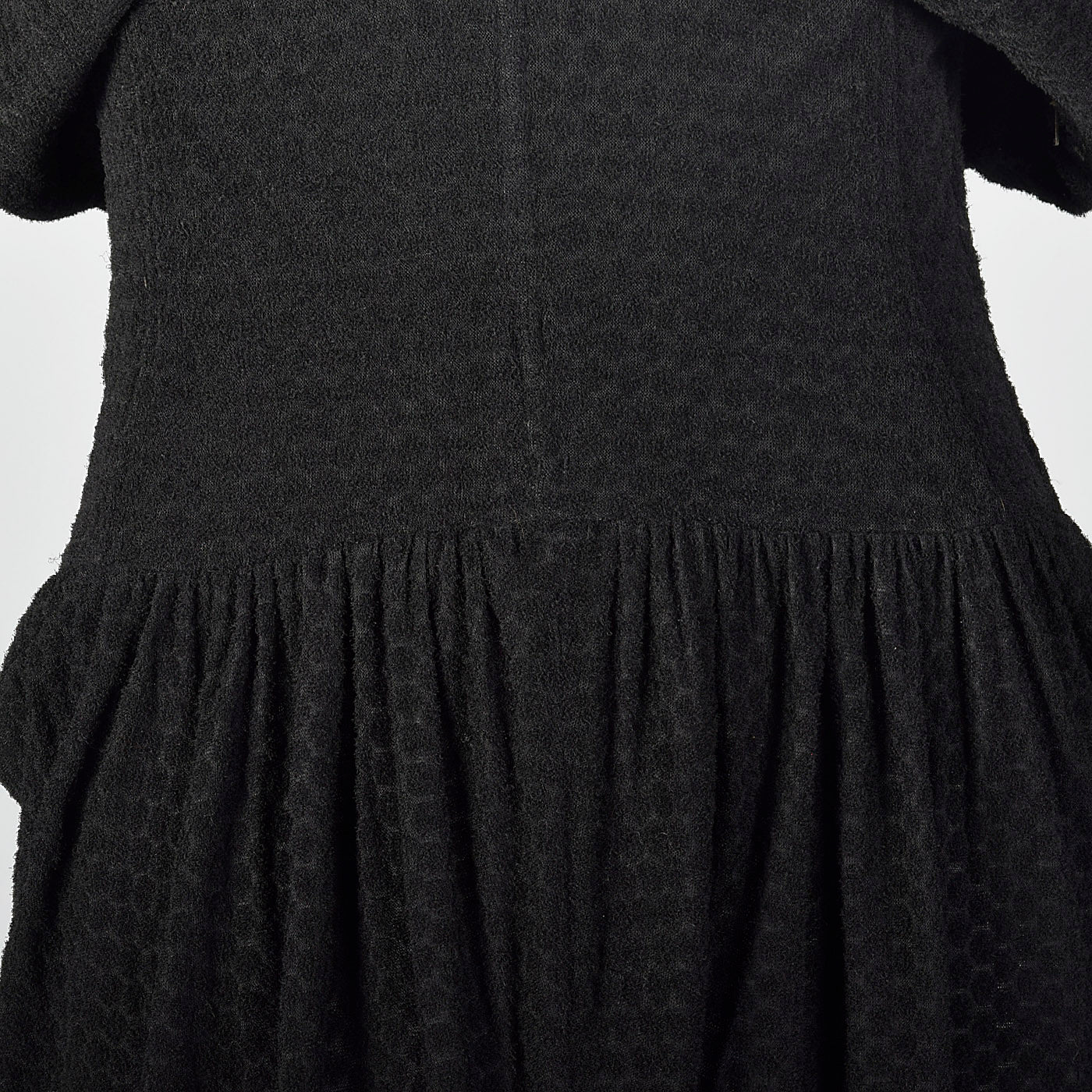1950s Black Dolman Sleeve Dress with Unique Texture