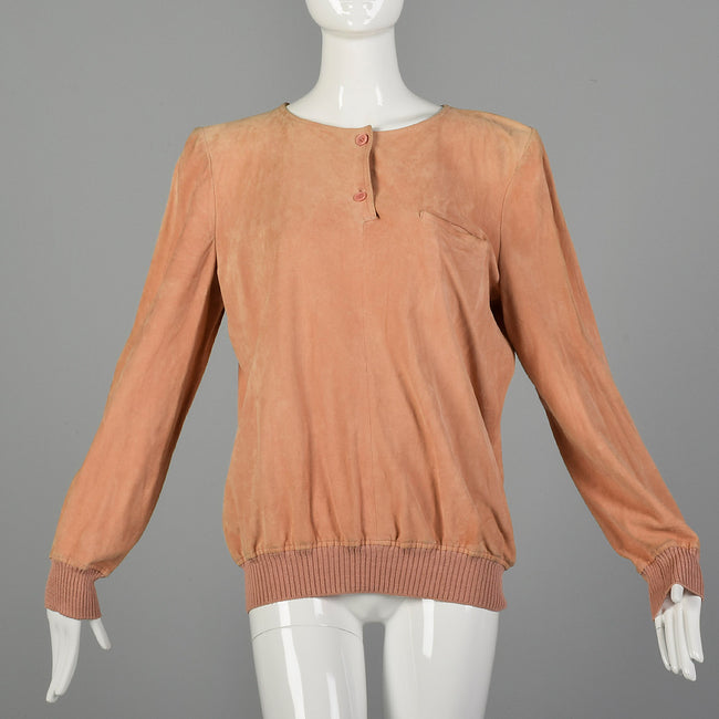 Medium-Large Valentino 1980s Pink Suede Shirt